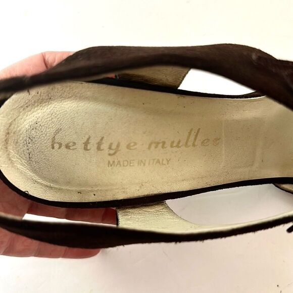 Bettye Muller Brown Suede High Heels Sandals Lace Up with Fringes Italy 40 US 10 - Picture 13 of 15